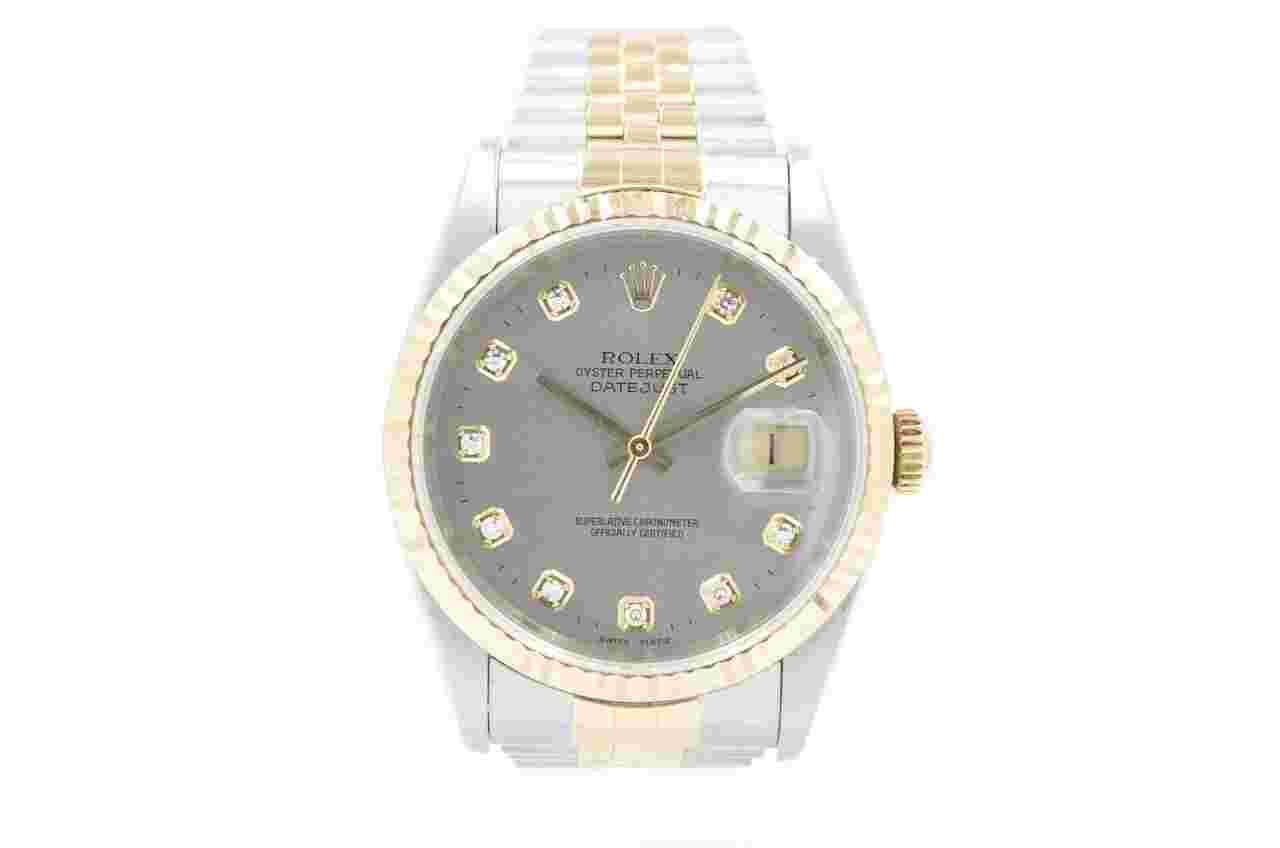 Rolex Datejust 36
36mm 16233 factory Grey big special diamond dial 1998 with box and papers