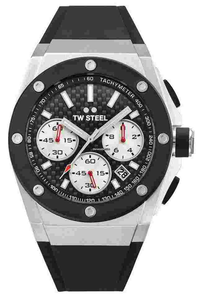 TW Steel
CEO Tech Chrono Steel Black Dial Silicon Date Quartz Mens Watch CE4019