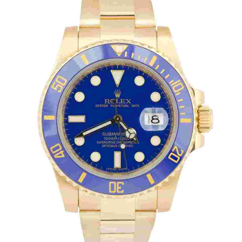 Rolex Submariner Date
Ceramic BLUE 18K Yellow Gold 40mm Oyster Watch 116618