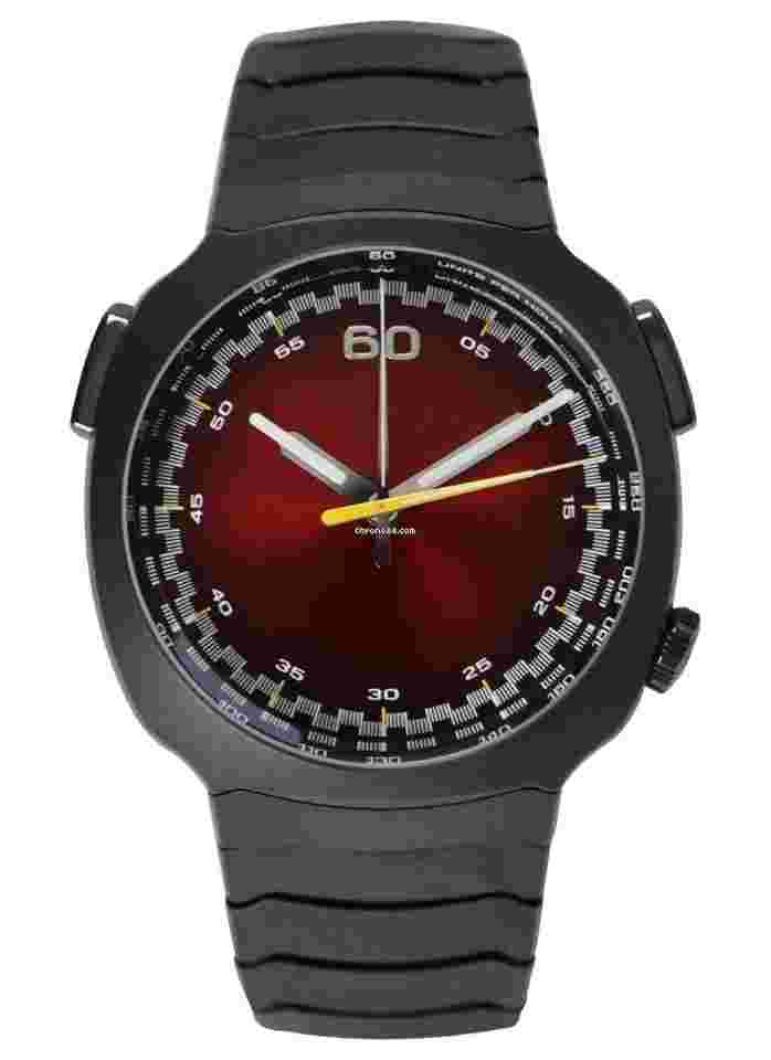 H.Moser & Cie.
H. Moser and Cie Streamliner Flyback Chronograph Cortina in Blackened Steel on Blackened Steel Bracelet with Funky Fume Red Dial F1 Limited Edition of 20