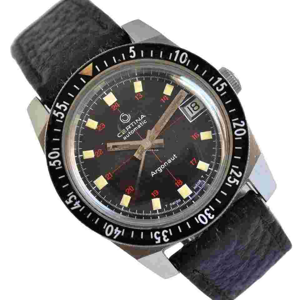 Certina
                           
                                 Argonaut 5801-122 Diver black Crosshair tritium dial 1970’s
