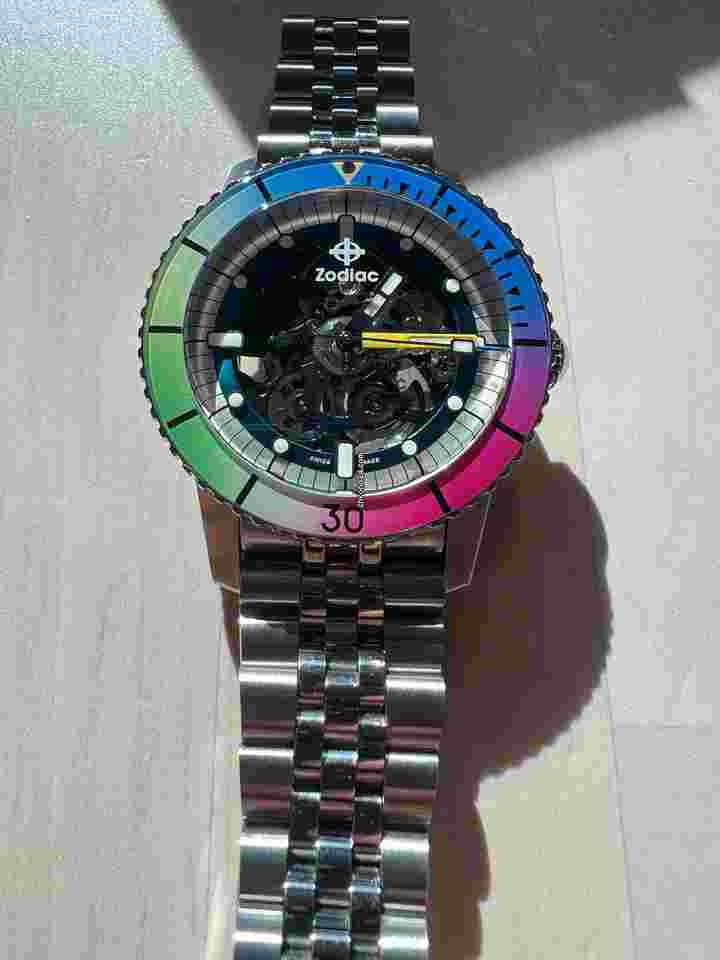 Zodiac Super Sea Wolf Skeleton Rainbow Limited Ed Ref. ZO9298 w/ Box & Manual