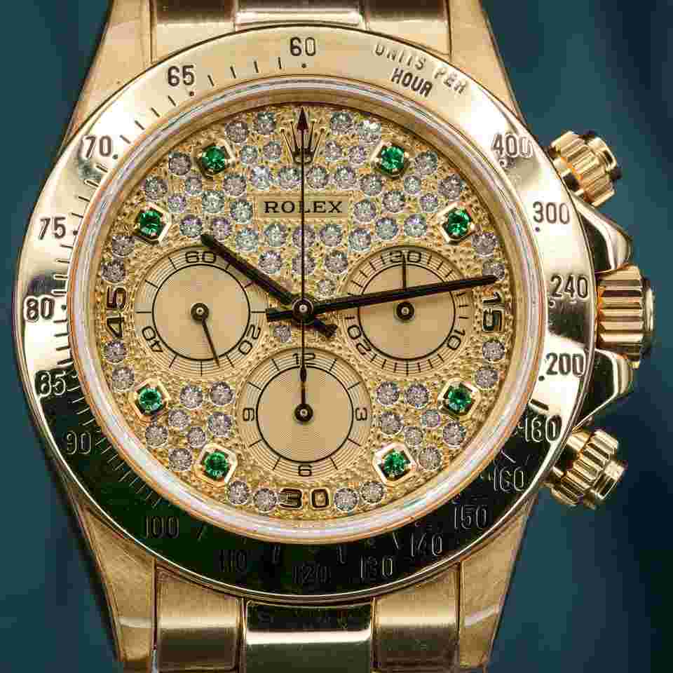Rolex Daytona 16528 Emerald Pave All Original Paperwork