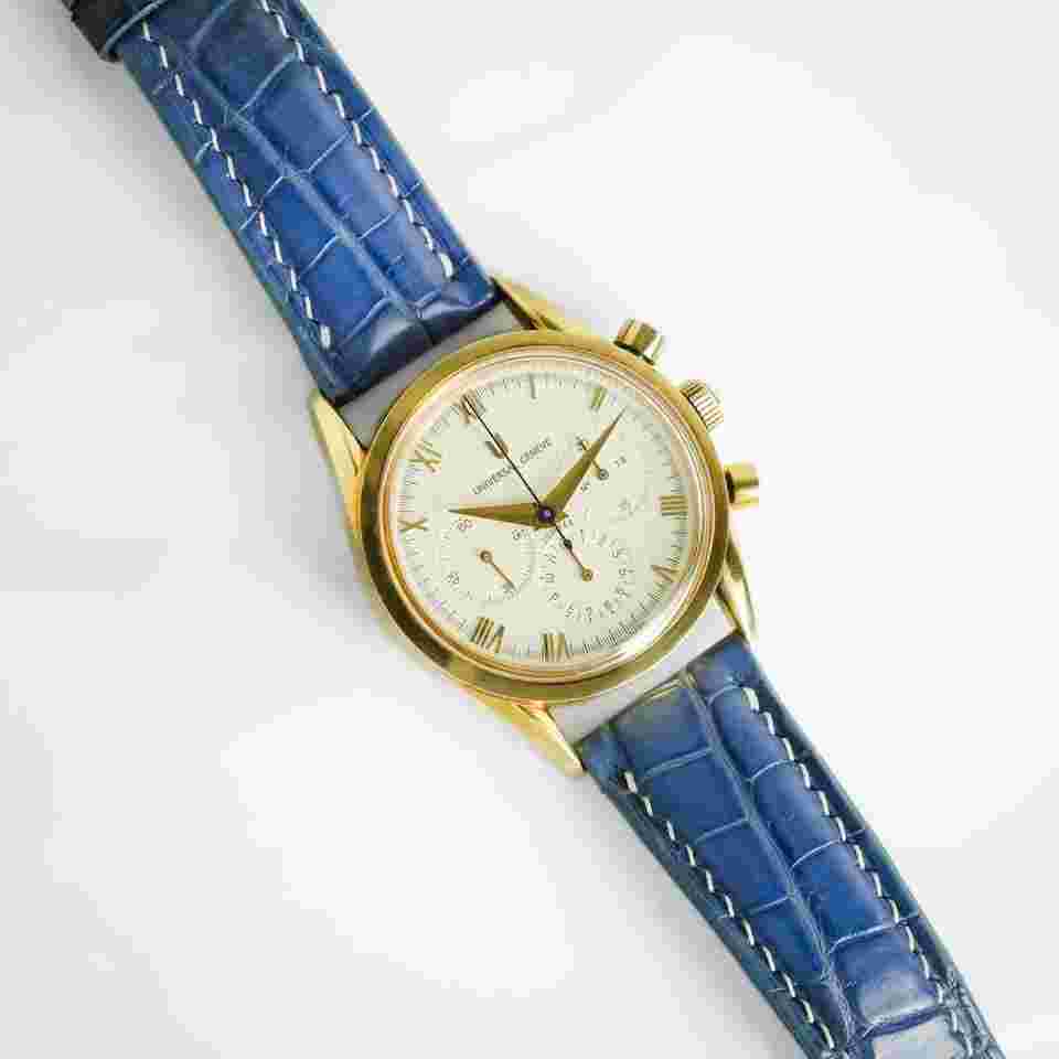Universal Compax 18K Yellow Gold White Dial 36Mm Manual
