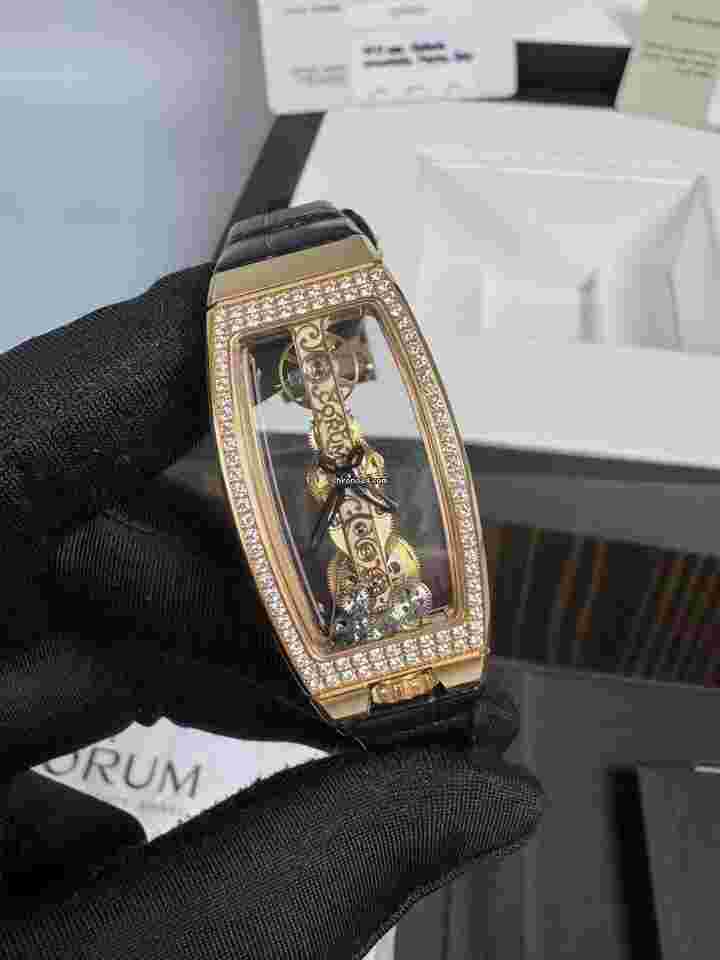 Corum Miss Golden Bridge Rose Gold Diamond Mechanical Watch 21X44MM.Miss Golden Bridge