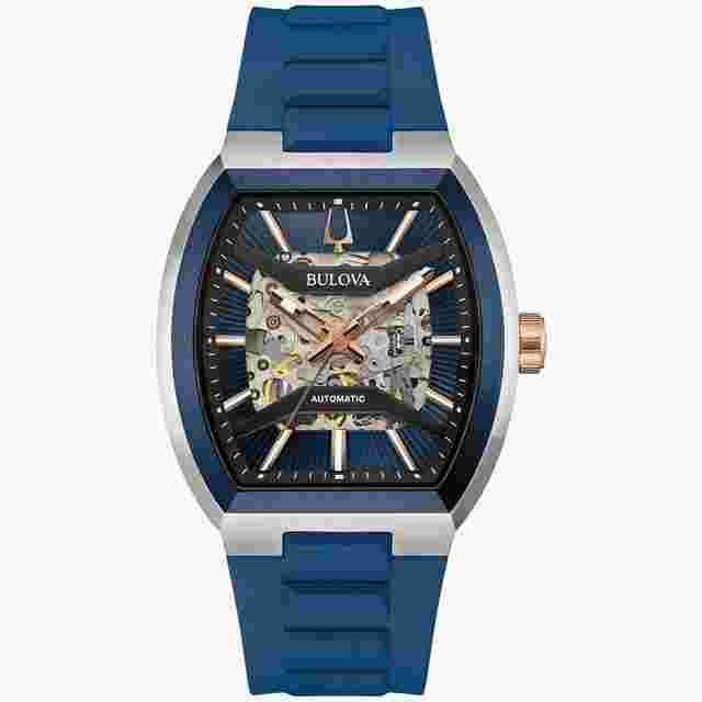 Bulova automatic watch for men Movement 98A318 40 mm 50 m WR HNBR strap (hydrogenated nitrile rubber - highly resistant) double curved