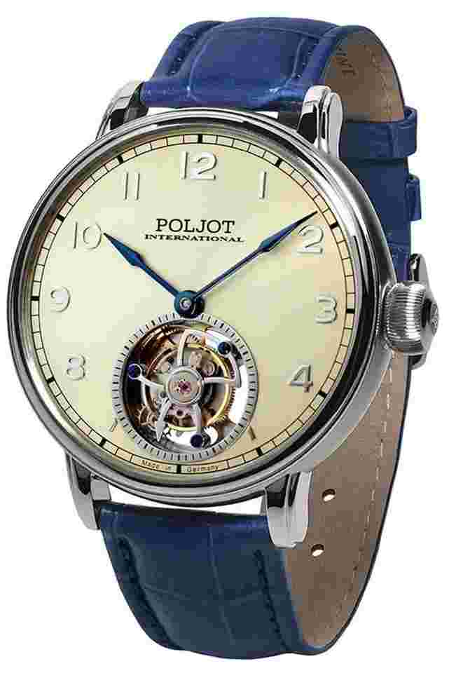 Poljot International 3400.T-XVIII-CS Herrenuhr Tourbillon XVIII Blau/Champagnerfarben