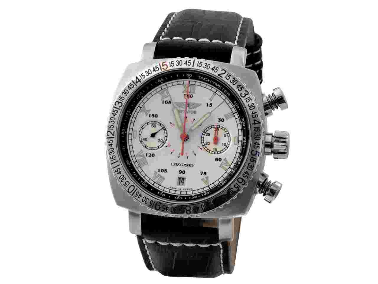 Poljot Aviator I.SIKORSKY Chronograph Helicopter white 3133/2111755 limited full set