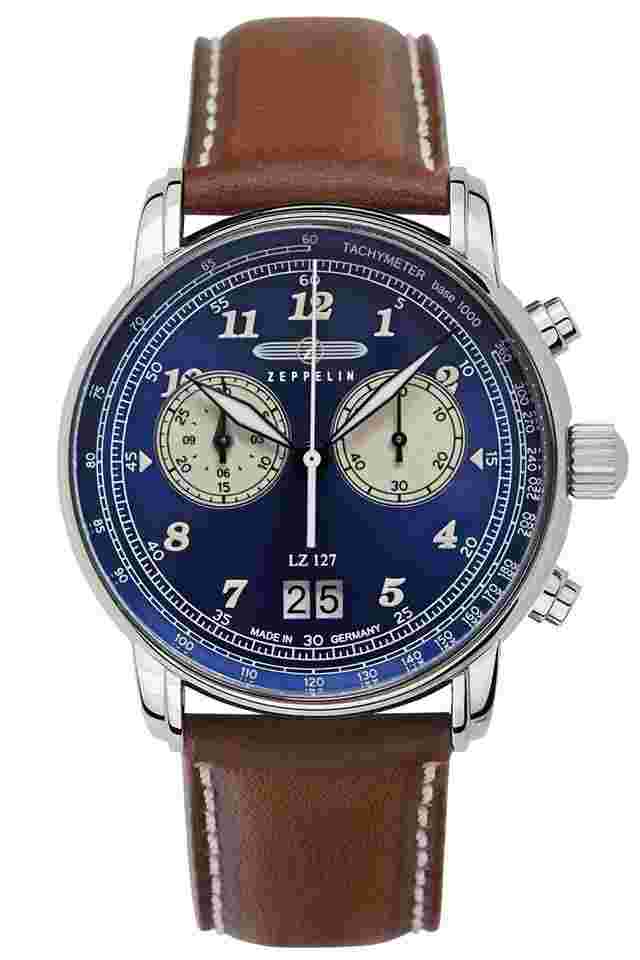 Zeppelin 8684-3 Herrenuhr Chronograph LZ 127 Braun/Blau