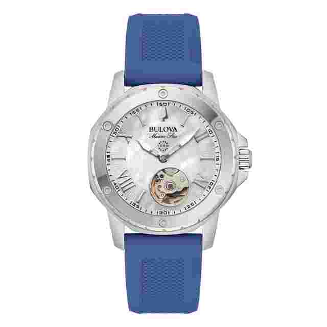 Bulova Marine Star Lady Automatic Motherpearl 96L324 Official Dealer Full set