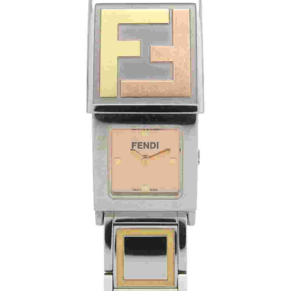 Fendi Secret 2 Time Zone 5500L Stainless Steel Gold Quartz Watch 1915 FENDI
