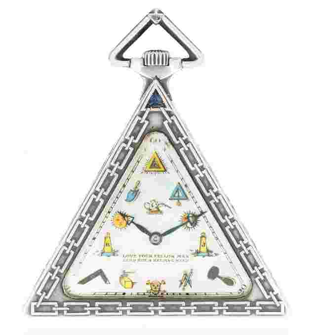 Depose R.U. Triangular Masonic Pocket Watch Rare