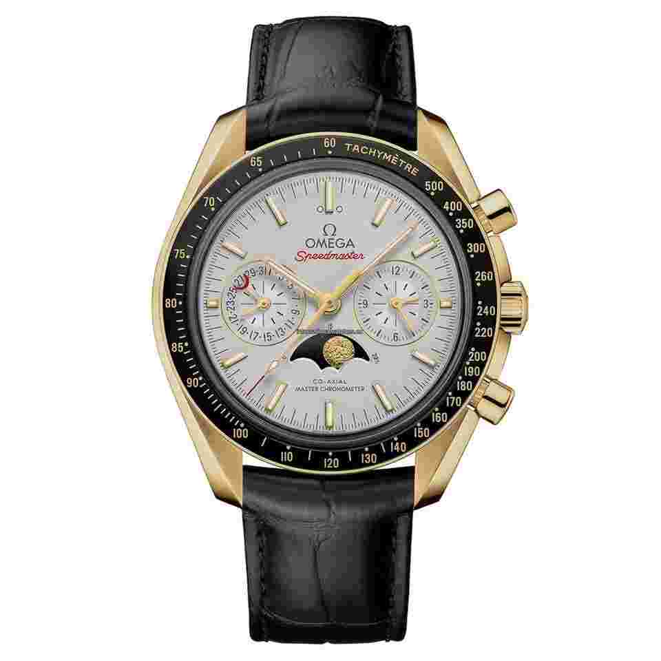 Omega Speedmaster Moonphase Two Counters 44.25 mm Yellow Gold on Leather Strap - 304.63.44.52.02.001