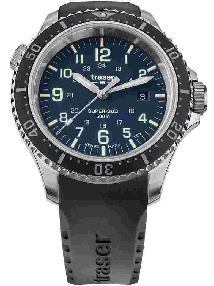 Traser H3 109374 P67 T25 SuperSub Blue Herrenuhr 46mm Taucheruhr 50ATM