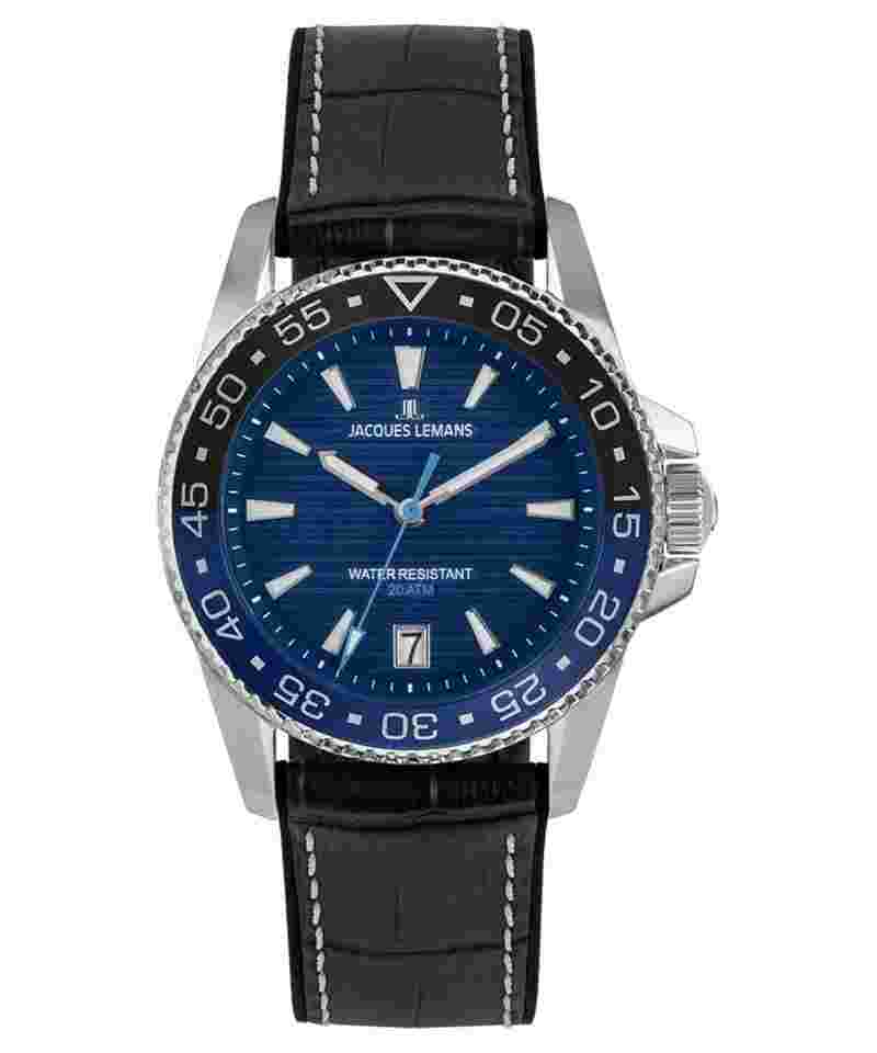 Jacques Lemans 1-2205B Herrenuhr Quarz Liverpool Diver Schwarz/Blau