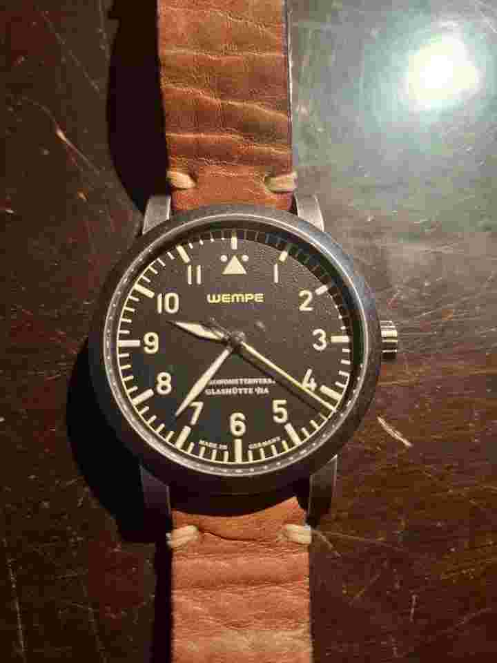 Wempe CW4 Fliegeruhr Wempe Chronometerwerke Glashütte "CW4 Fliegeruhr" Edelstahl