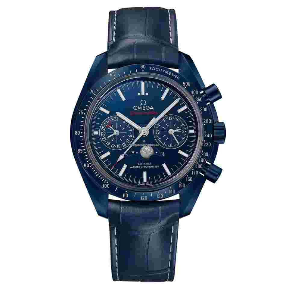 Omega Speedmaster Moonphase Blue Side Of The Moon Speedmaster Moonphase Two Counters 44.25 mm Blue Ceramic On Leather Strap - 304.93.44.52.03.001