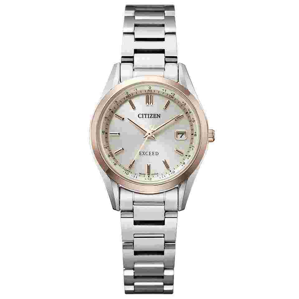 Citizen Exceed analog Titanium Eco-Drive solar radio ladies watch ES9375-51B