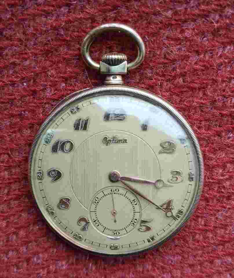 Optima Vintage Pocket Watch Solid 14K Gold - Art Deco. Vintage Optima Pocket Watch