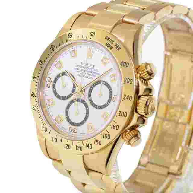 Rolex Daytona 40mm 18K Yellow Gold White Diamond Dial & Yellow Gold Bezel 16528 All Factory Diamond Dial Zenith Movement