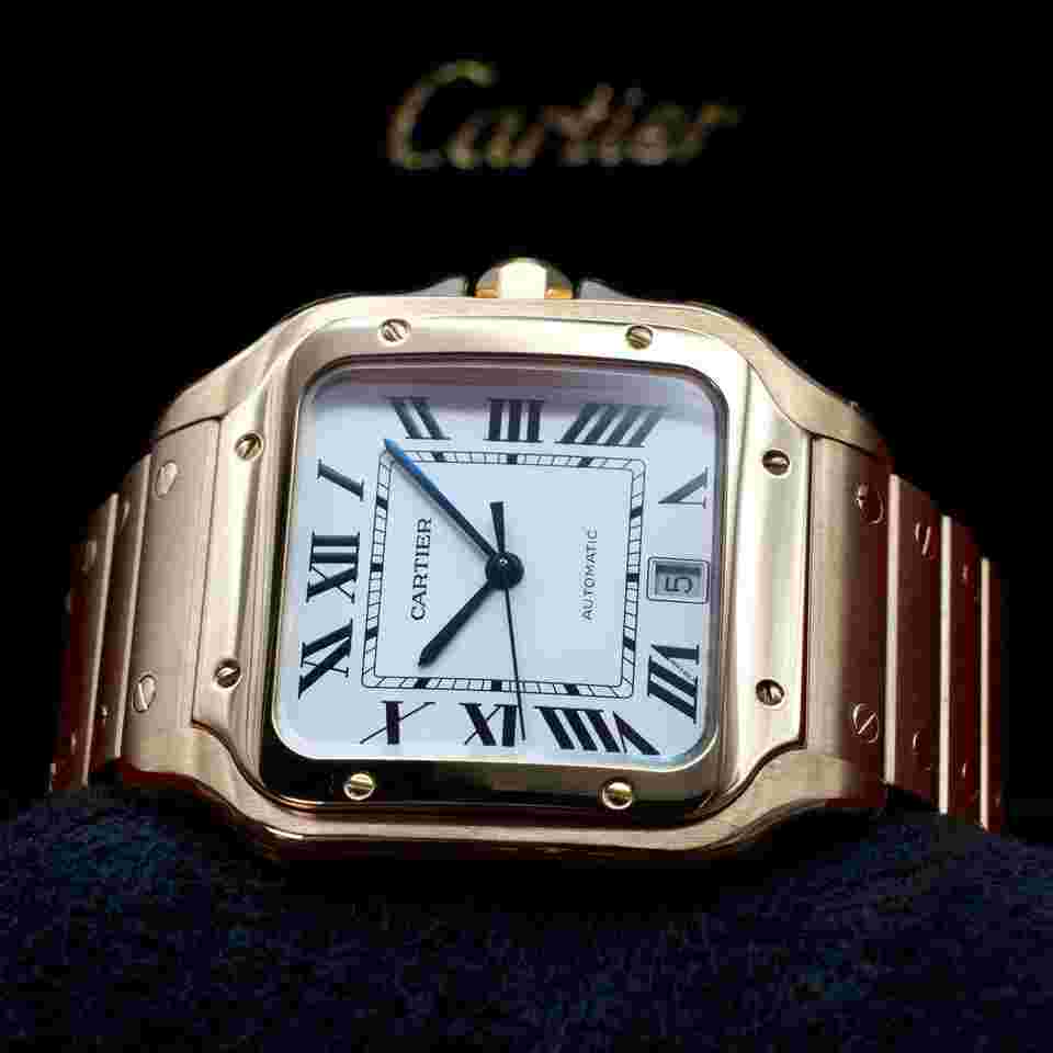 Cartier Santos de Cartier Large WGSA0029 39.8mm Yellow Gold White Dial Box Papers 2022 Stunning full set with factory warranty remaining!