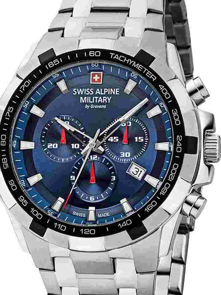 Swiss Alpine Military 7043.9235 Saphirglas Chronograph Herrenuhr 46mm 10ATM
