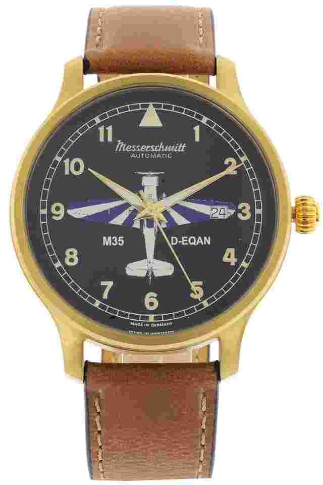 Messerschmitt M-35PVD-A Herren-Armbanduhr M35 Automatik Braun/Goldfarben