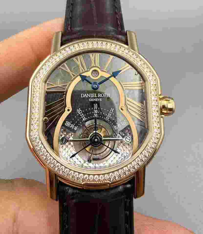 Daniel Roth Rose Gold Perpetual Calendar Tourbillon Watch 39X43mm .220.Y.50