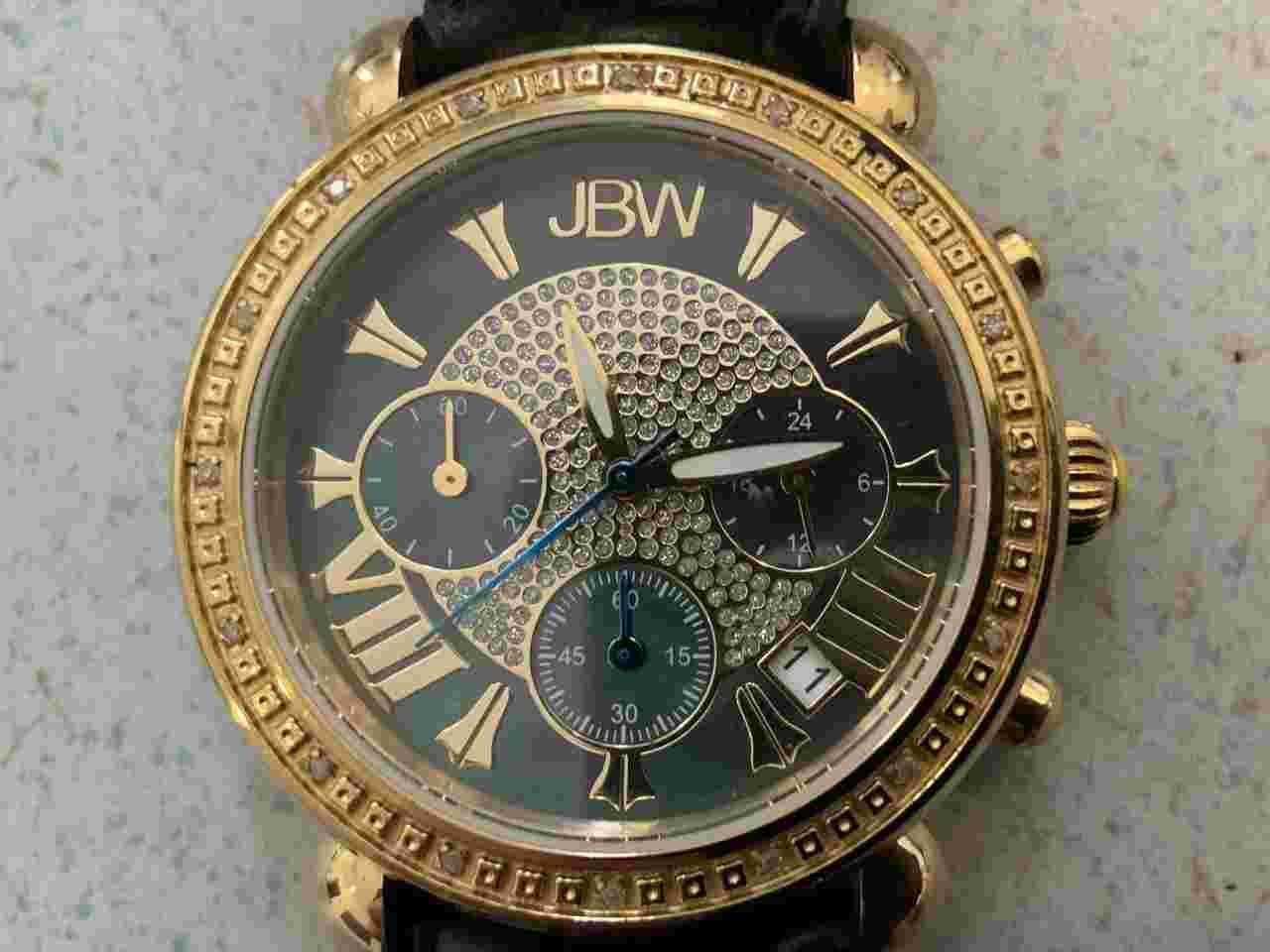 JBW Victory JB-6210L-F Diamond Bezel Chronograph Black MOP Dial 37mm Made in Japan