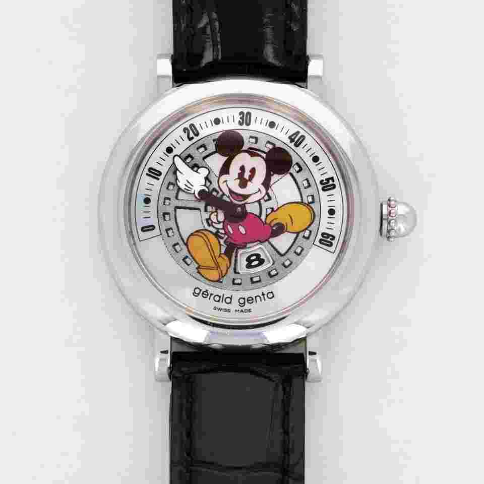 Gérald Genta Steel Mickey Mouse Ref. G3712 70th Anniversary Watch with Mother of Pearl Dial