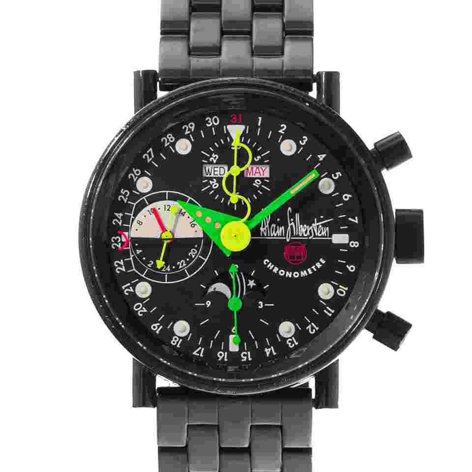 Alain Silberstein Krono Bauhaus LWO 5100 40mm Black Steel Mens Watch Card 1995