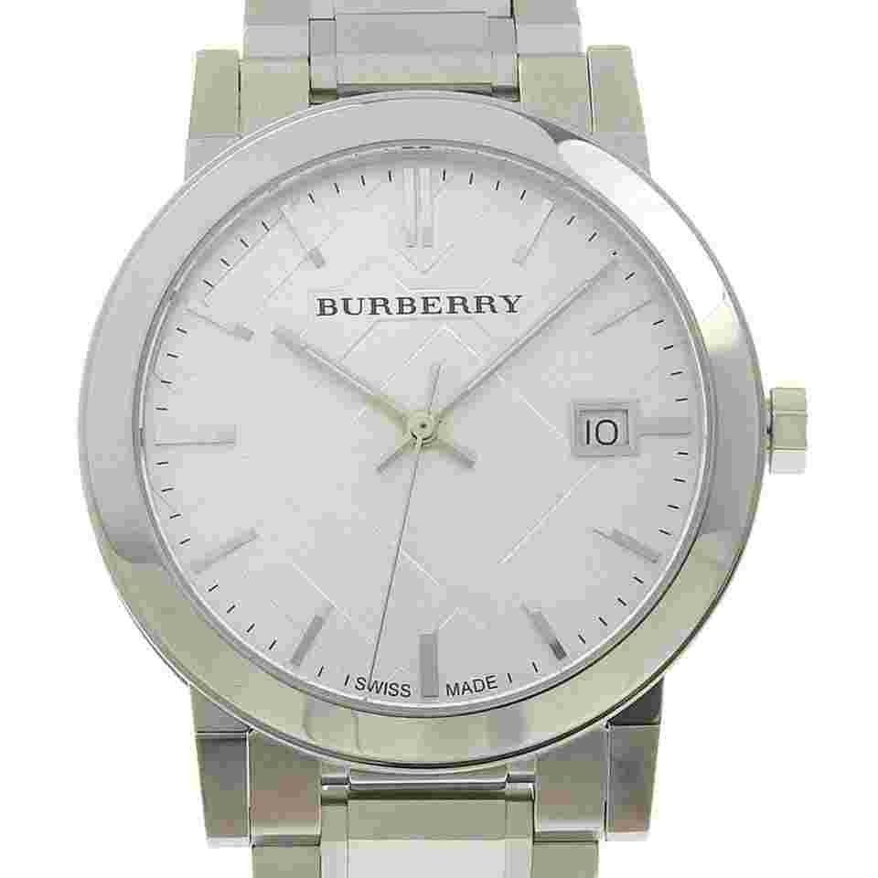 Burberry BU9000 Stainless Steel Watch Silver Quartz Analog Display Silver Dial Women's.