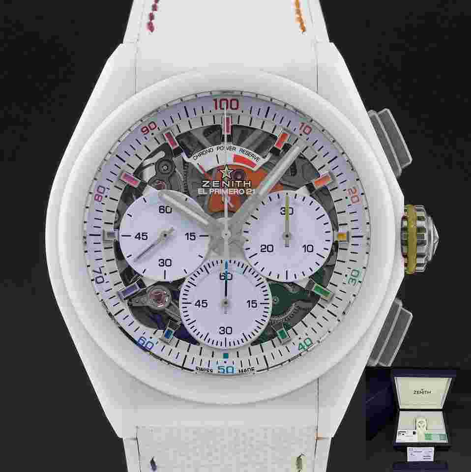 Zenith 49.9010.9004/01.R947 44mm 2022 Matte White Ceramic White Rainbow dial Fullset 1y warranty