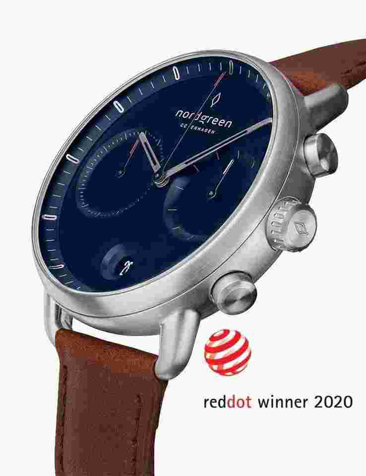 Nordgreen PI42SILEBRNA Herrenuhr Pioneer Chronograph 42mm 5ATM