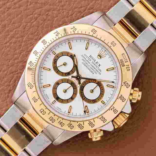 Rolex Daytona 1995 Rolex Daytona Zenith Two Tone White Dial (Ref. 16523)