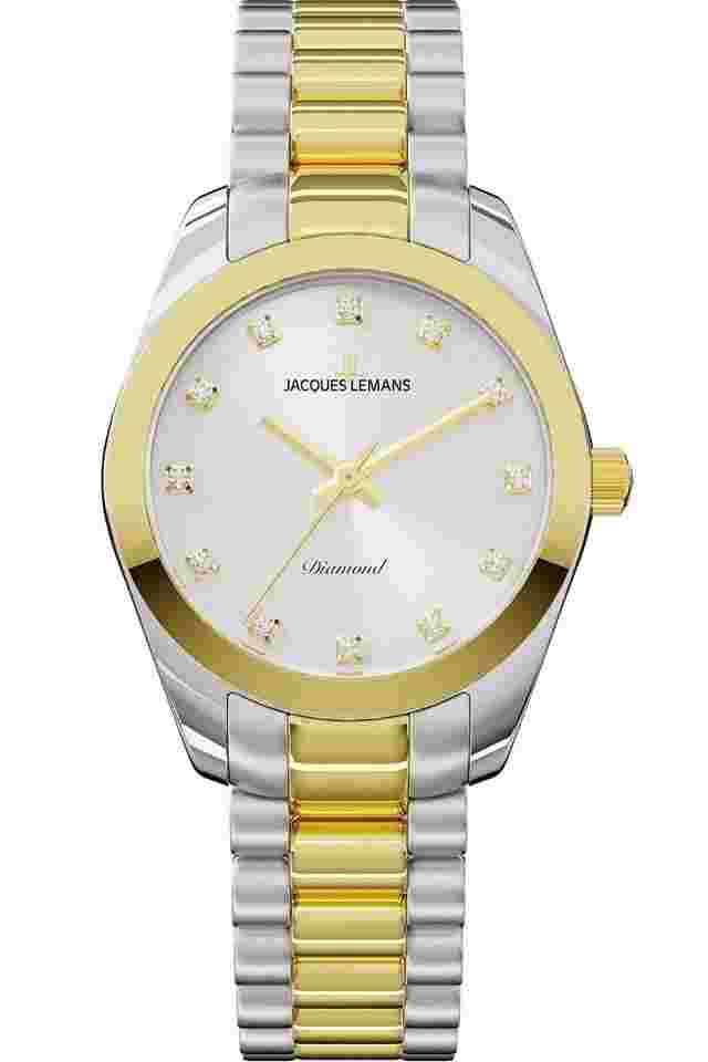 Jacques Lemans D-10C Damen-Uhr Diamond Watches Bicolor/Silberfarben