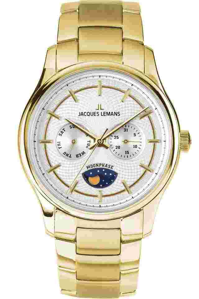 Jacques Lemans 1-2213O Uhr für Herren Derby mit Mondphase Goldfarben