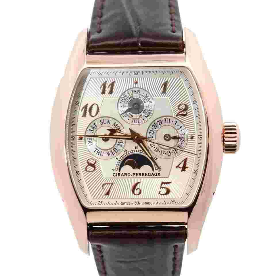 Girard Perregaux Richeville Perpetual 38mm Silver Chronograph Dial Watch Ref#