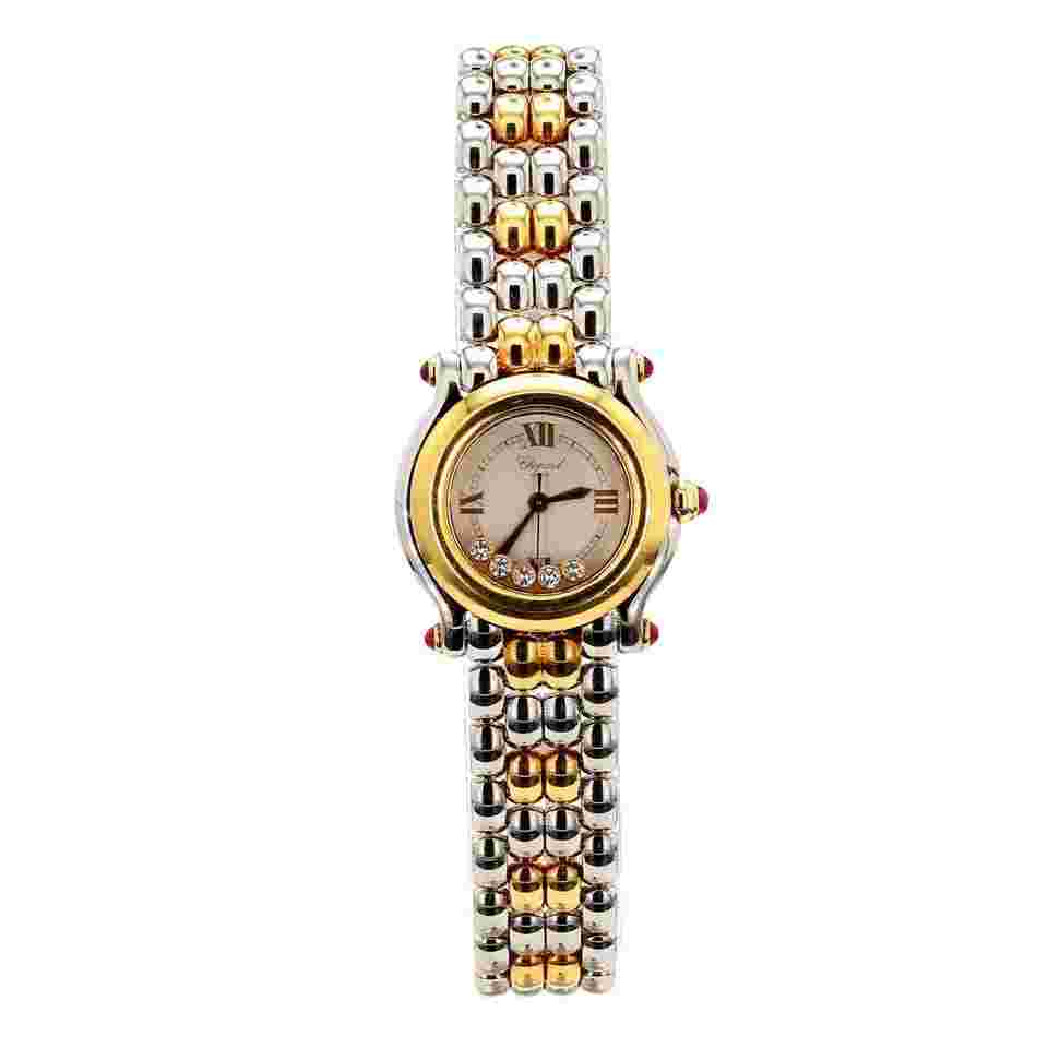 Chopard Happy Sport 8246 Two-Tone Floating Diamond Ruby 1990 Vintage Watch