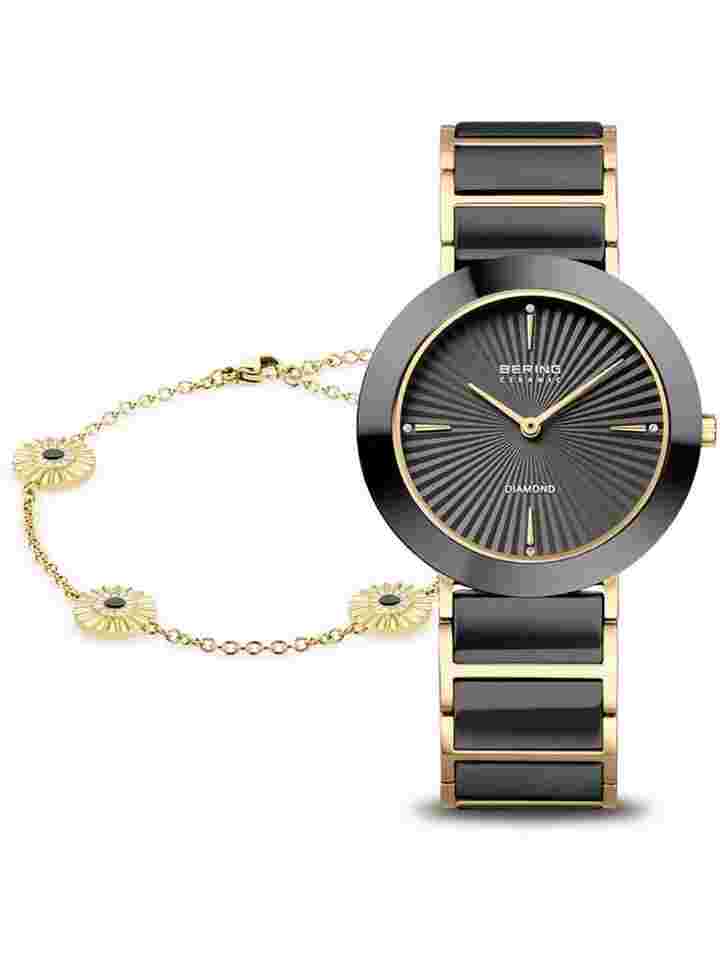 Bering 11435-732-GWP Damenuhr Set Black Ceramic 35mm 3ATM