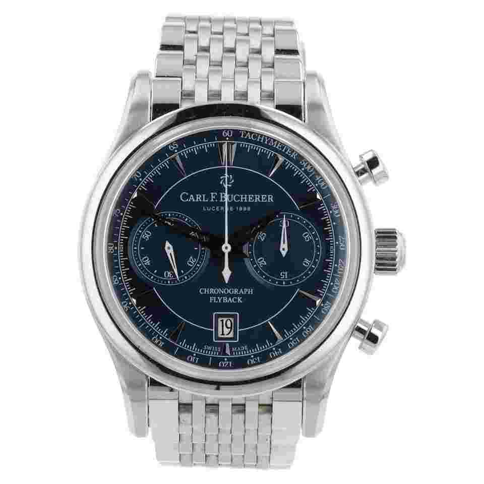 Bucherer Manero Flyback Blue Dial Stainless Steel 43mm Automatic Men’s 10919.08