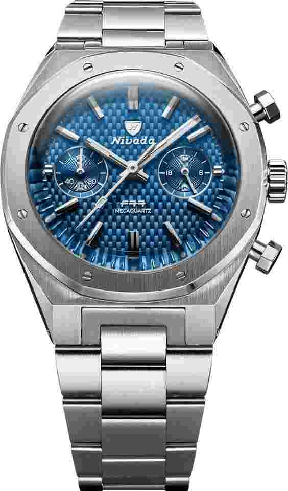 Nivada Grenchen68000Q77 F77 Chrono Mecaquartz Blue 38mm