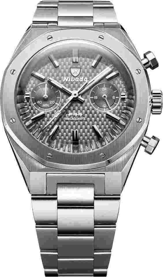 Nivada Grenchen68001Q77 F77 Chrono Mecaquartz Grey 38mm