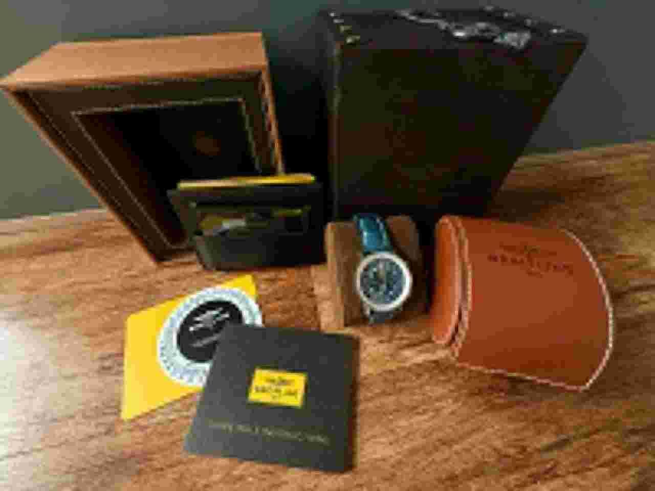 Breitling Navitimer Cosmonaute Rare Aurora Blue Dial - Mint UK Full Set