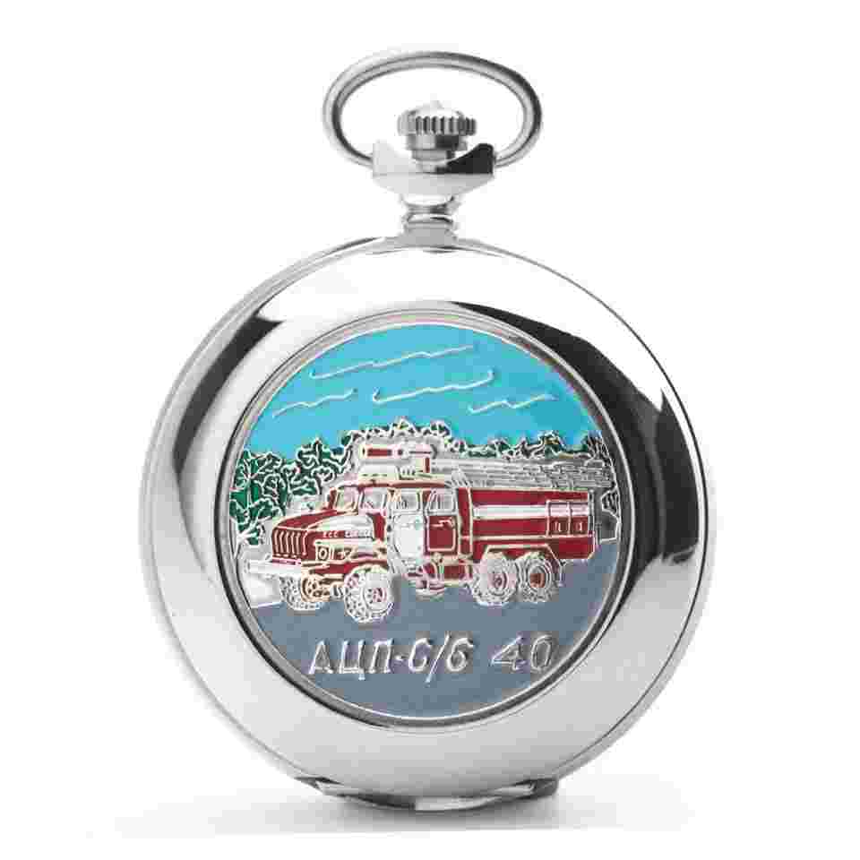 Molnija Soviet Pocket watch Taschenuhr 3602 FIREFIGHTER HEROES