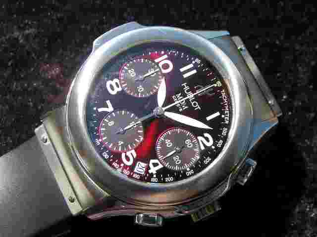 Hublot Elegant MDM Chronograph 1810.1 Steel red deal Granate rotes Ziffernblatt