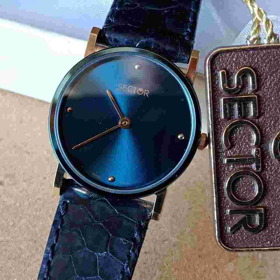 Sector Lady Quartz mod. Allure St.Steel/Gold Plated YG - Vintage 90 NOS Blue sunray dial - Sapphire crystal