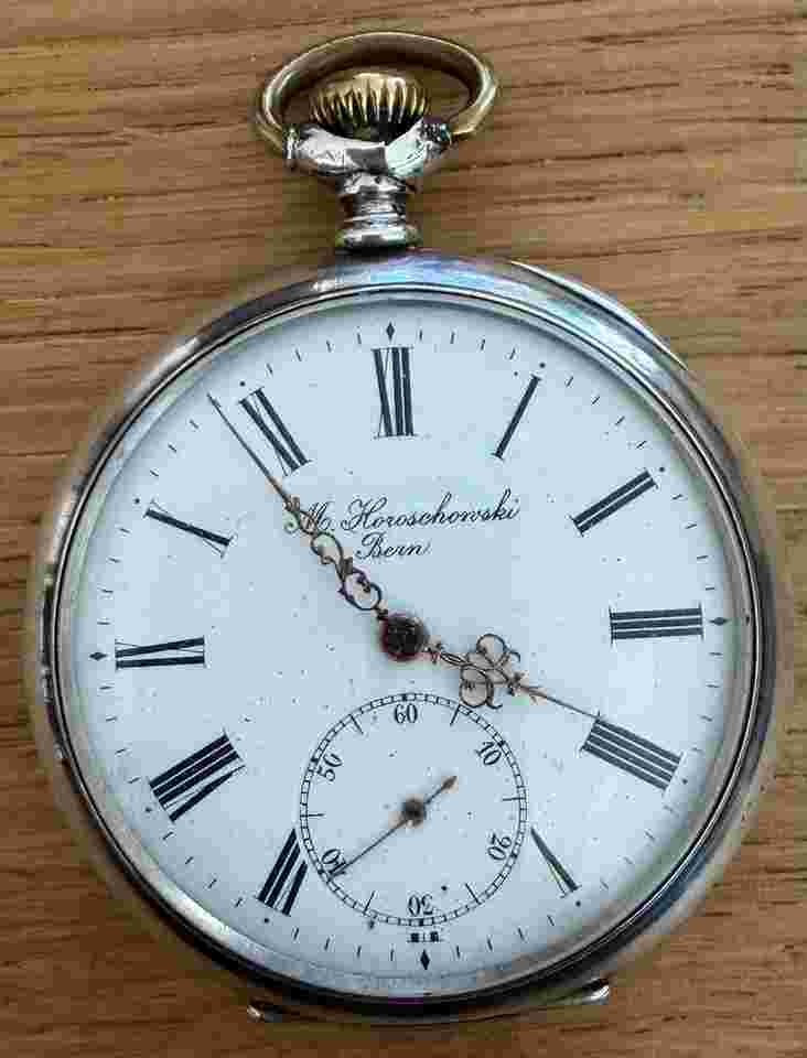 Horoschowski Taschenuhr Originale Schweizer Taschenuhr aus Bern (ca. 1890) 800er Si