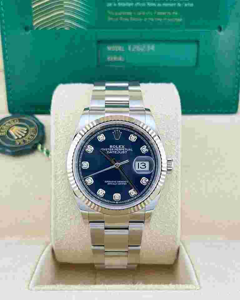 Rolex Datejust 36
In Stock 2023 Datejust 36 Blue Diamond Dial 126234 Oyster Bracelet