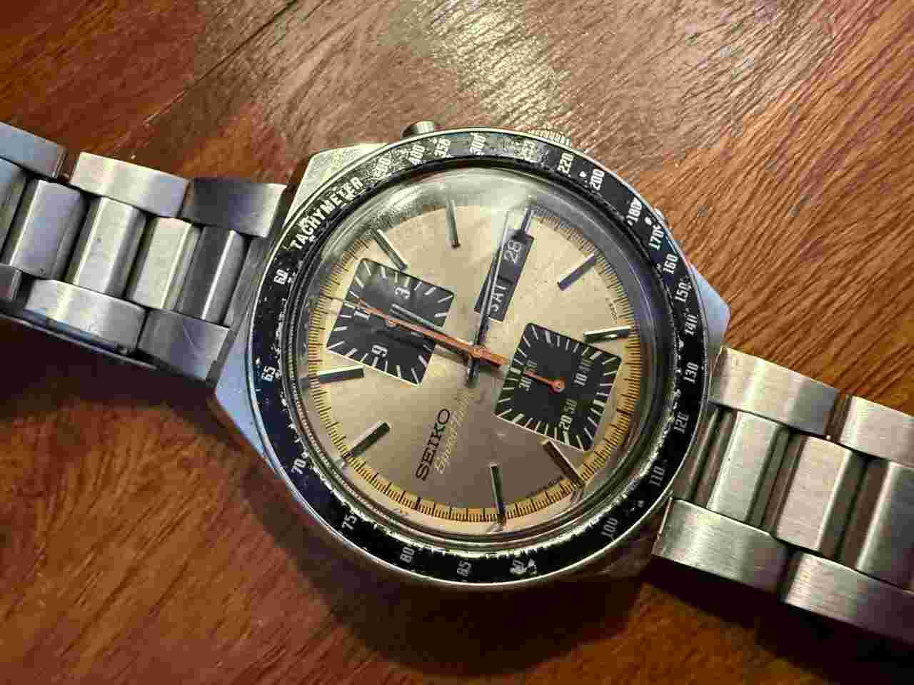 Seiko Kakume Chronograph Seiko 6138 0030 champagne dial vintage chrono all original